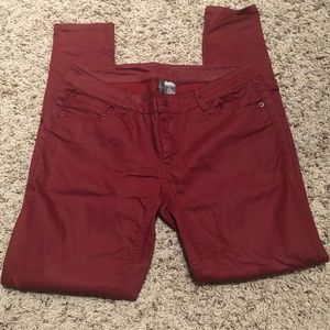 Bisou Bisou Red Leather Coated Skinny Pants